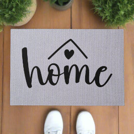 Home Zwart Typografie Hart Welkom Grijze Textuur Deurmat