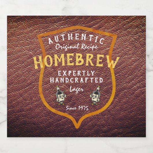 Homebrew Authentic Original Recipe Faux Leather  Bier Etiket (Enkel label)
