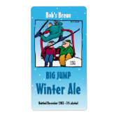 Homebrew Beer Labels met Funny Skiing Cartoon (Voorkant)