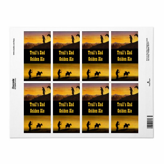 Homebrew labels Western Trails End Golden Ale (Full Sheet)