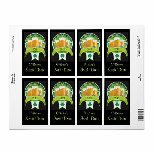 Homebrewed Irish Beer Label (Full Sheet)