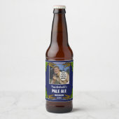 Homebrewing Bier Brouwer Hops Custom Foto Blauw Bier Etiket (Voorkant)