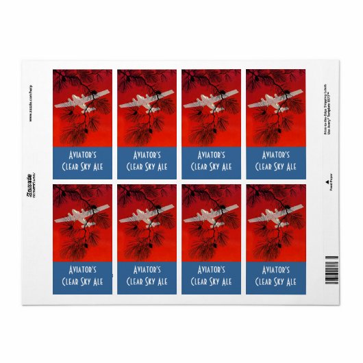 Homebrewing Bier Fles Label Aviators Vliegtuig (Full Sheet)