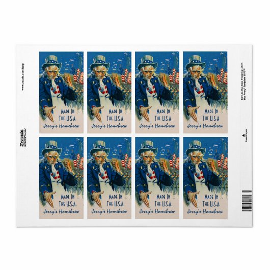 Homebrewing Bier Fles Labels Fun Made in de VS (Full Sheet)