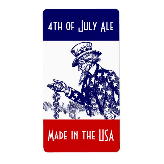 Homebrewing Bier Labels voor 4 juli Uncle Sam (Voorkant)