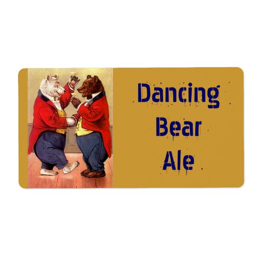 Homebrewing Bierfles Label Dancing Party Beren (Voorkant)