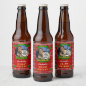 Homebrewing Brew Christmas Red Plaid Custom Foto Bier Etiket (Flessen)