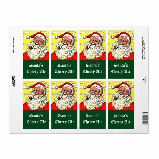 Homebrewing Pipe Smoke Happy Santa Labels (Full Sheet)