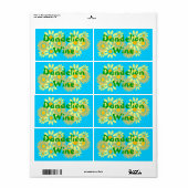 Homebrewing Zelfgemaakte Paardenbloem Wijn Etikett Etiket (Full Sheet)