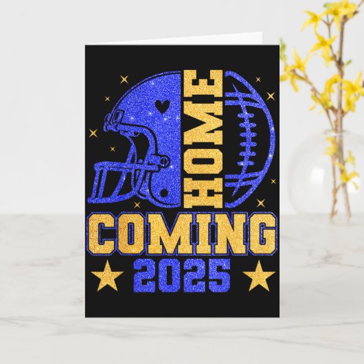 Homecoming 2025 Hoco Football Mama Girl Blue Gold  Kaart (Gele Bloem)