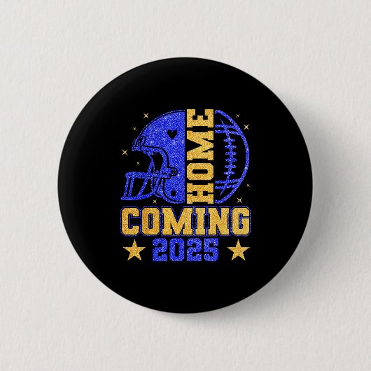 Homecoming 2025 Hoco Football Mama Girl Blue Gold  Ronde Button 5,7 Cm (Voorkant)