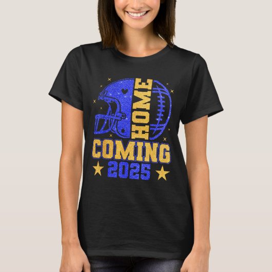 Homecoming 2025 Hoco Football Mama Girl Blue Gold  T-shirt (Voorkant)