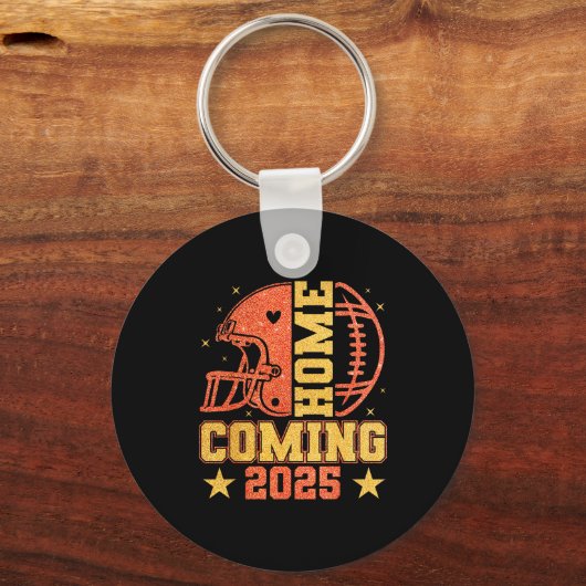 Homecoming 2025 Hoco Football Mama Girl Orange Gol Sleutelhanger (Voorkant)