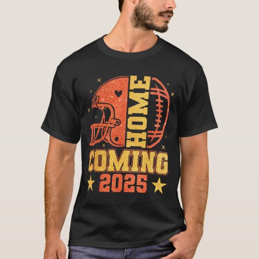 Homecoming 2025 Hoco Football Mama Girl Orange Gol T-shirt (Voorkant)
