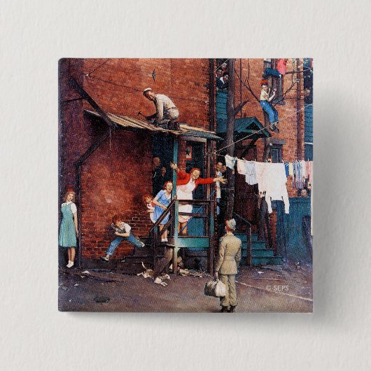 Homecoming G.I. Vierkante Button 5,1 Cm (Voorkant)