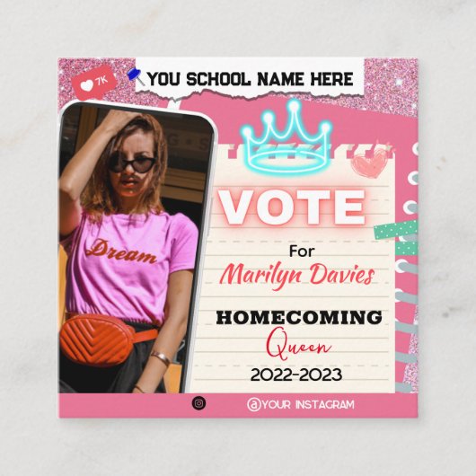 Homecoming Queen Campaign Flyer Behuizing Kaart (Voorkant)