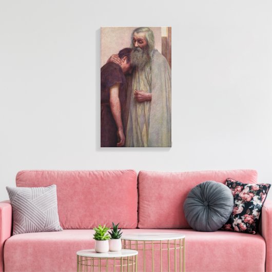 Homecoming (vader en zoon) (door Eugène Burnand) Canvas Afdruk (Insitu (Woonkamer))