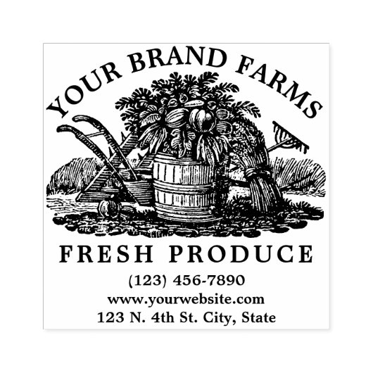 Homegrown Boerderij Fresh Produce Label Sjabloon Rubberstempel (Afrduk)
