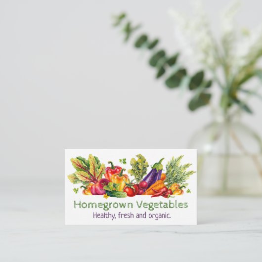Homegrown Fresh Vegetable Produce Business Visitekaartje (Staand voorkant)