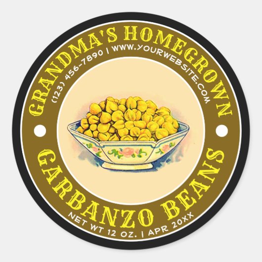 Homegrown Garbanzo beans Label Sjabloon (Voorkant)