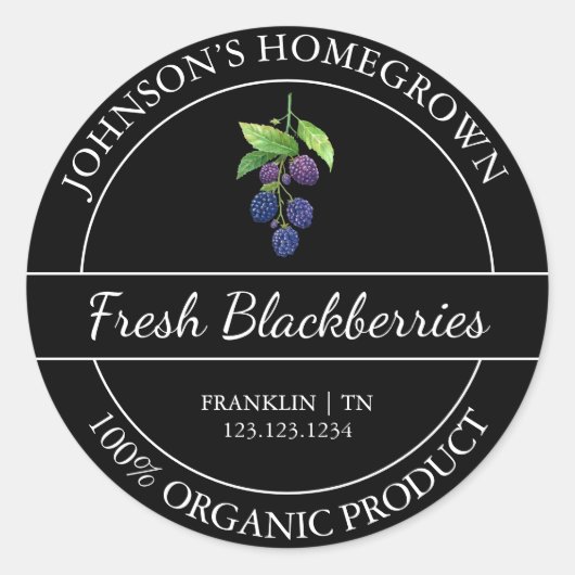 Homegrown Garden Fresh Organic BlackBerry Label (Voorkant)