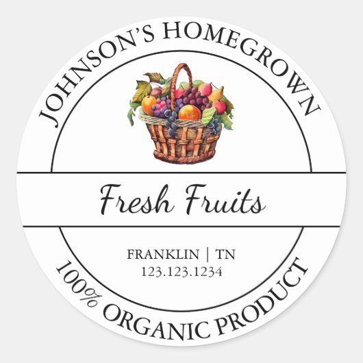 Homegrown Garden Fresh Organic Fruit Label (Voorkant)
