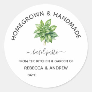 Homegrown & Handmade Basilicum Pesto Thuiscanning Ronde Sticker