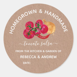 Homegrown & Handmade Chill Tomaat Salsa Mason Pot Ronde Sticker