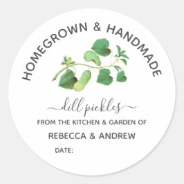 Homegrown & Handmade Dill Pickle Kraft Paper Clas Ronde Sticker