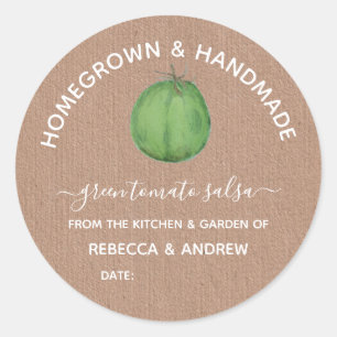 Homegrown & Handmade Green Tomato Salsa Mason Jar Ronde Sticker