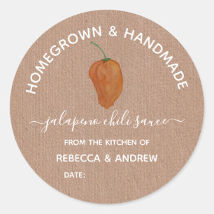 Homegrown & Handmade Jalapeno Chili Sauce Jar Ronde Sticker