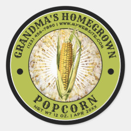 Homegrown Popcorn Sjabloon Classic Ronde Sticker