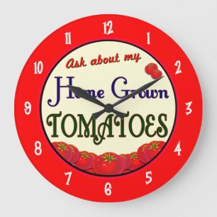 Homegrown Tomaten Gardener Gezegde Wall Clock Grote Klok