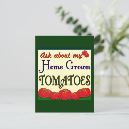 Homegrown Tomato Garden Slogan Briefkaart (Staand voorkant)