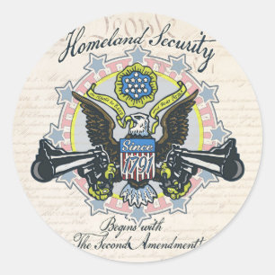 Homeland Security Pistool-Toting Eagle Gear Ronde Sticker