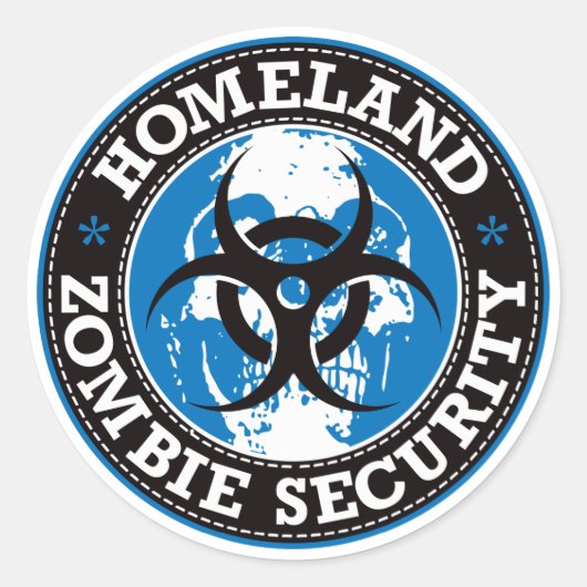 Homeland Zombie Security Skull - Blauw Ronde Sticker (Voorkant)