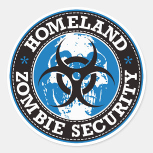 Homeland Zombie Security Skull - Blauw Ronde Sticker