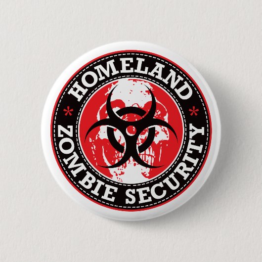 Homeland Zombie Security Skull - Rood Ronde Button 5,7 Cm (Voorkant)