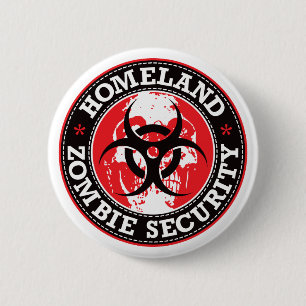 Homeland Zombie Security Skull - Rood Ronde Button 5,7 Cm