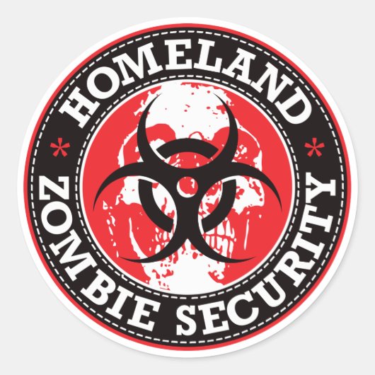 Homeland Zombie Security Skull - Rood Ronde Sticker (Voorkant)