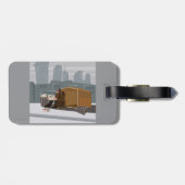 Homeless Man Holding Help Sign Urban Poverty Bagagelabel (Achterkant horizontaal)