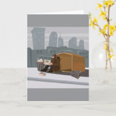 Homeless Man Holding Help Sign Urban Poverty Kaart (Gele Bloem)