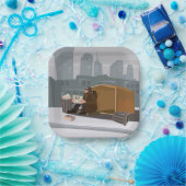 Homeless Man Holding Help Sign Urban Poverty Papieren Bordje (Feest)