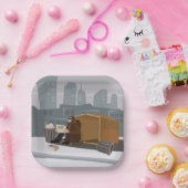 Homeless Man Holding Help Sign Urban Poverty Papieren Bordje (Feest)