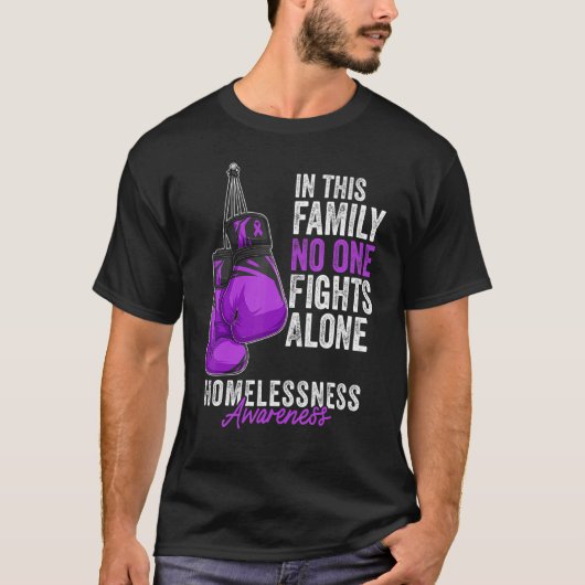 Homelessness Awareness Month Glove Paars Ribbon T-shirt (Voorkant)