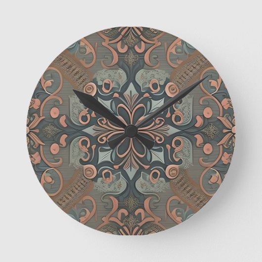 Homely cottage pattern ronde klok (Voorkant)