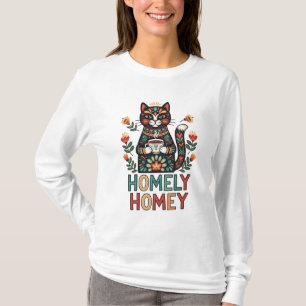Homely Homey gezellig kat ontwerp T-shirt