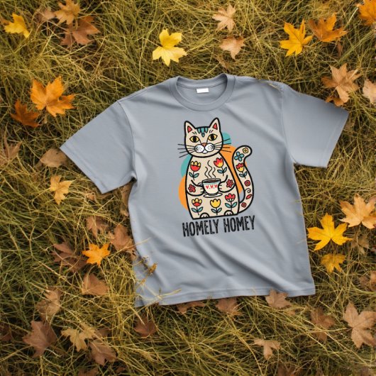 Homely Homey Happy Cat Design T-shirt