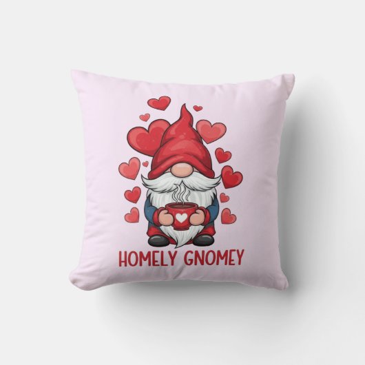 Homely homey red hearts gnome design kussen (Voorkant)