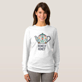 Homely huiselijke theepot ontwerp t-shirt